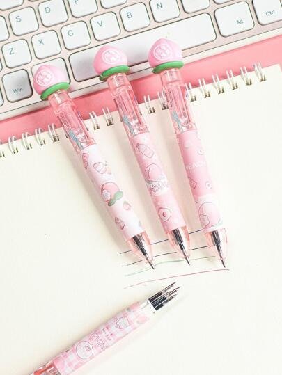 4pcs Peach Decor Ballpoint Pen, Cute Portable Writing Pen For Adult, Office, Student