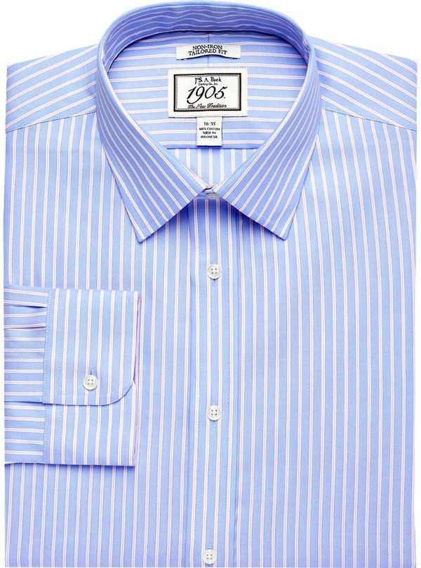 1905 Collection Tailored Fit Spread Collar Stripe Dress Shirt