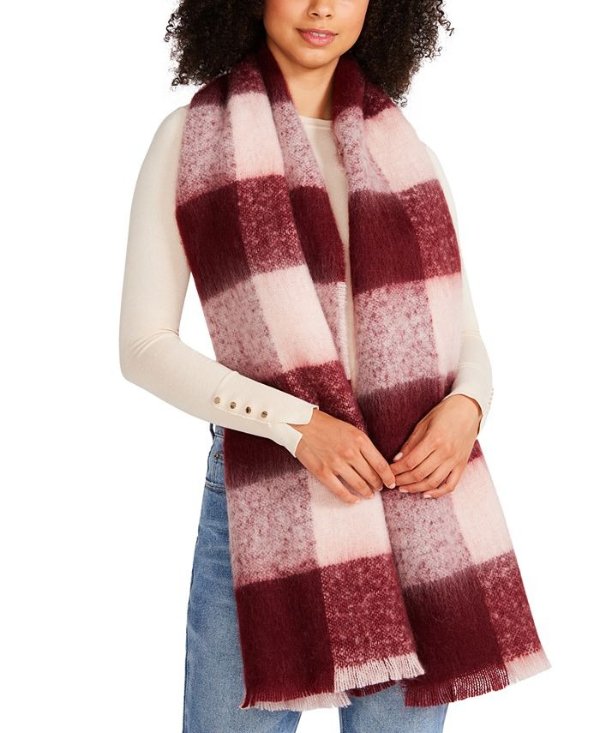 Two-Tone Buffalo Check Blanket Scarf, Created for Macy's
