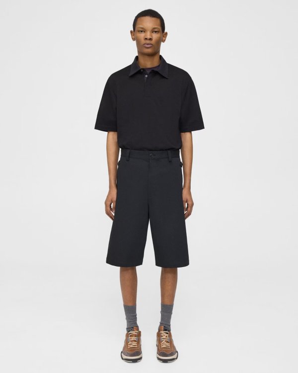 Black Cotton Twill Short | Theory Project