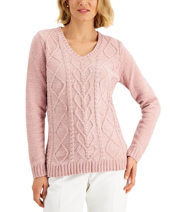 Chenille Cable-Knit Sweater, Created for Macy's