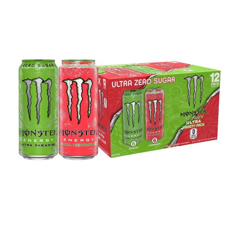 Monster Energy Drink Ultra Paradise and Ultra Watermelon, Variety Pack, 12 Pack - 12 pack, 16 fl oz cans