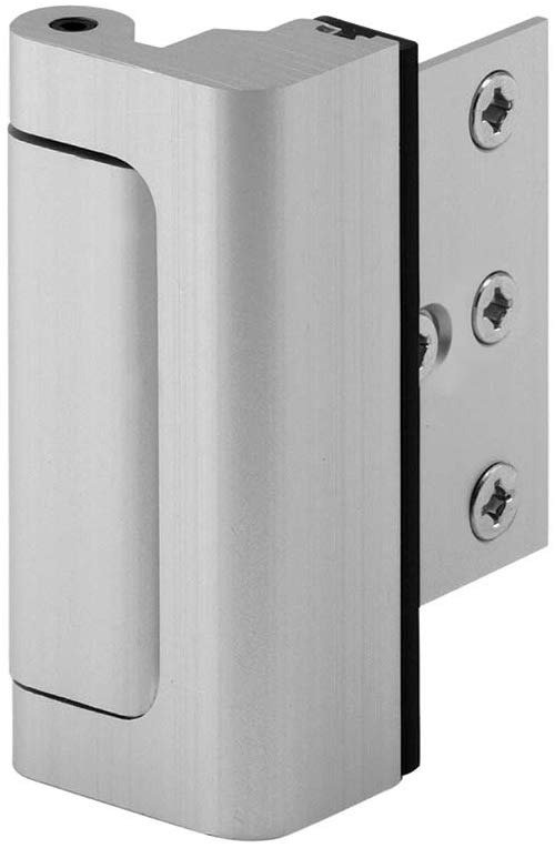 Satin Nickel U 10827 Door Reinforcement Lock – Add Extra, High Security to your Home and Prevent Unauthorized Entry – 3” Stop, Aluminum Construction Finish