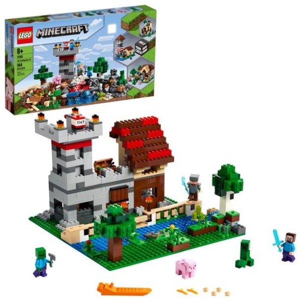 Minecraft The Crafting Box 3.0 21161 Minecraft Castle and Farm Building Set (564 Pieces)