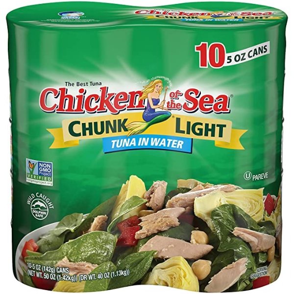 Chicken of the Sea, Chunk Light Tuna in Water, 5 oz. Can (Pack of 10)