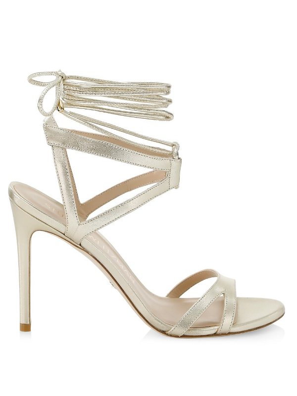 Soiree Metallic Leather Lace-Up Sandals