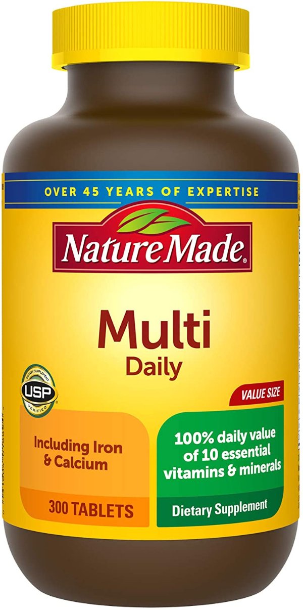 Multi Daily Vitamin With Iron and Calcium, Value Size, 300 Tablets