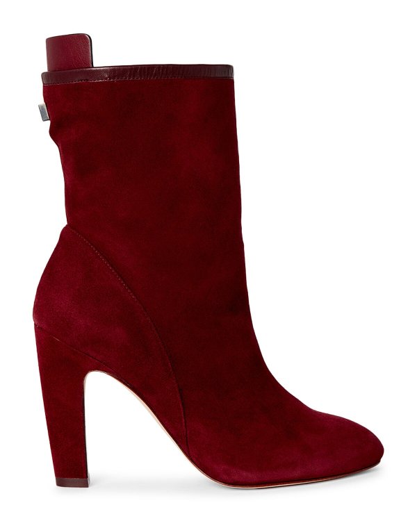Wine Brooks Suede Ankle Booties