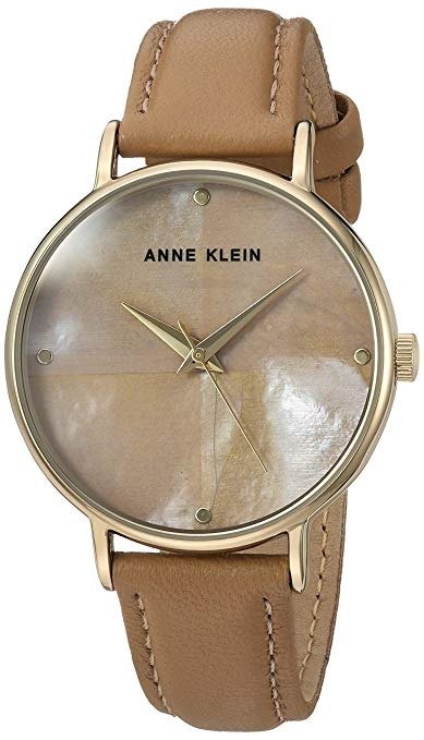 Anne Klein Women's AK/2790TMDT Gold-Tone and Dark Tan Leather Strap Watch