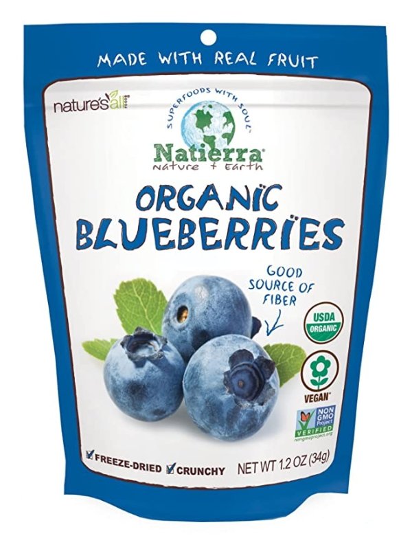 Nature's All Foods Organic Freeze-Dried Blueberries | Non-GMO & Vegan | 1.2 Ounce