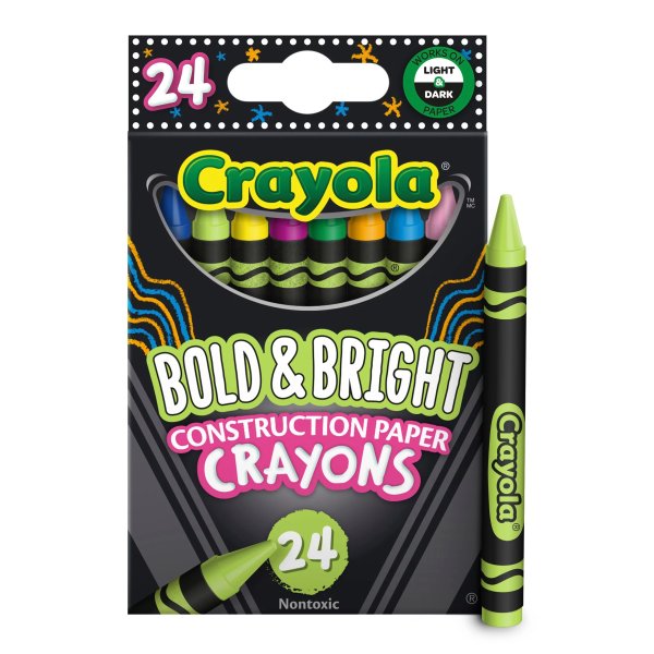 Construction Paper Crayons, School & Art Supplies, Easter Basket Stuffers, 24 Ct