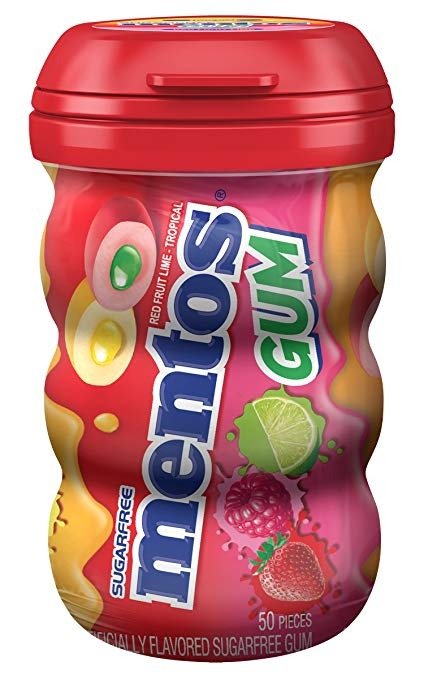 Sugar-Free Chewing Gum, Red Fruit Lime, Non Melting, 50 Piece Bottle