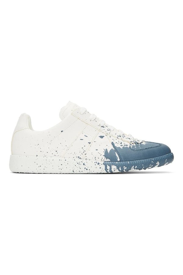 White & Blue Replica Sneakers