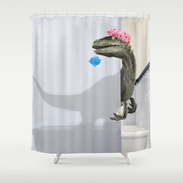 "Velociraptor" Shower Curtain Shower Curtain by designsbyroyiberkovitz