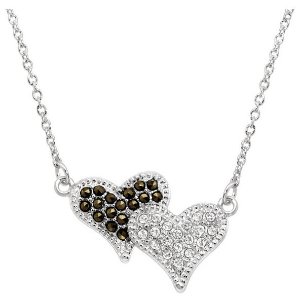 Double Heart Necklace with Swarovski Crystals