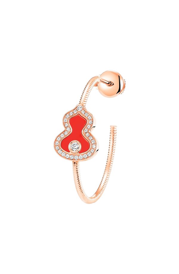 Wulu Red Agate & Diamond Hoop Earrings