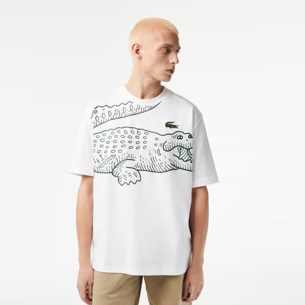 Men’s Loose Fit Crocodile Print Crew Neck T-Shirt