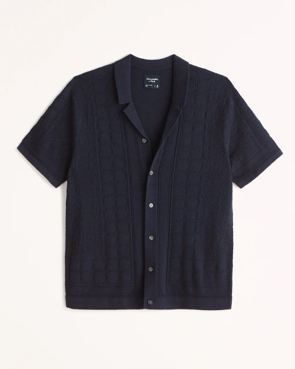 Men's Border Stitch Button-Through Sweater Polo | Men's Clearance | Abercrombie.com
