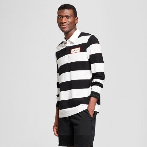 for Target Men's Long Sleeve Rugby Stripe Polo Shirt - White
