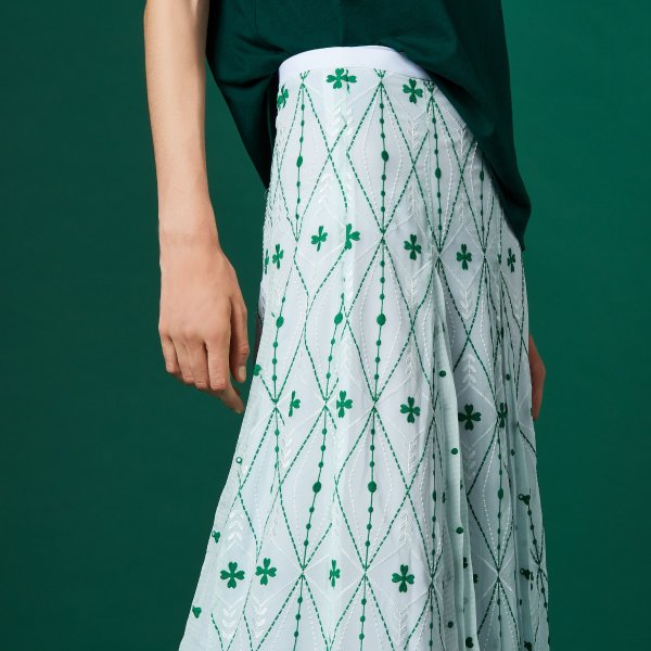 Long skirt with all-over embroidery