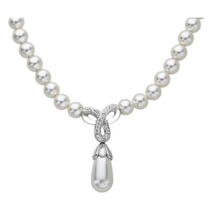 Drop Necklace with Swarovski Crystals & Pearls