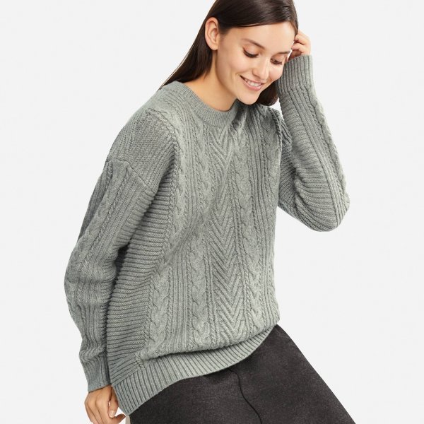 WOMEN CABLE LONG SWEATER