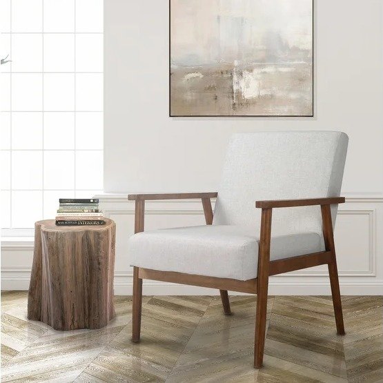 Midcentury Modern Solid Wood Armchair - White