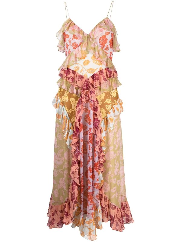 ruffled floral-print dress