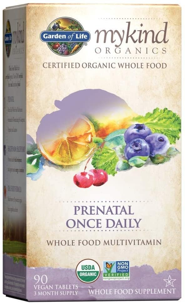 Mykind Organics Prenatal Daily Whole Food Vitamins Tablets for Women, Fruit, 90 Count