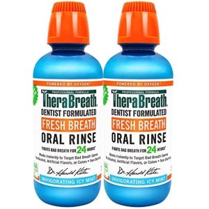 TheraBreath Fresh Breath Dentist Formulated 24-Hour Oral Rinse, Icy Mint, 16 Ounce (Pack of 2)