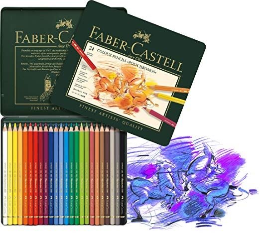 Faber-Castel 24 Piece Polychromous Colored Pencil Set in Metal Tin
