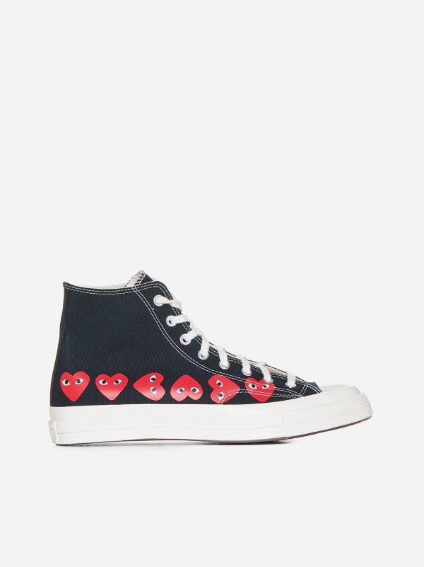 Multi heart high-top canvas sneakers