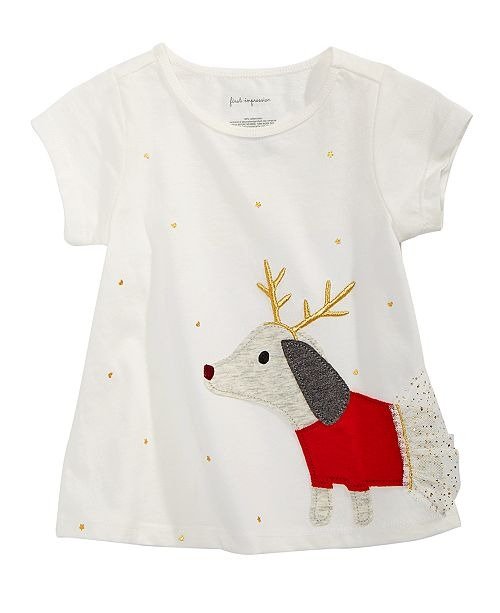 Baby Girls Cotton Reindeer Dog T-Shirt, Created for Macy's