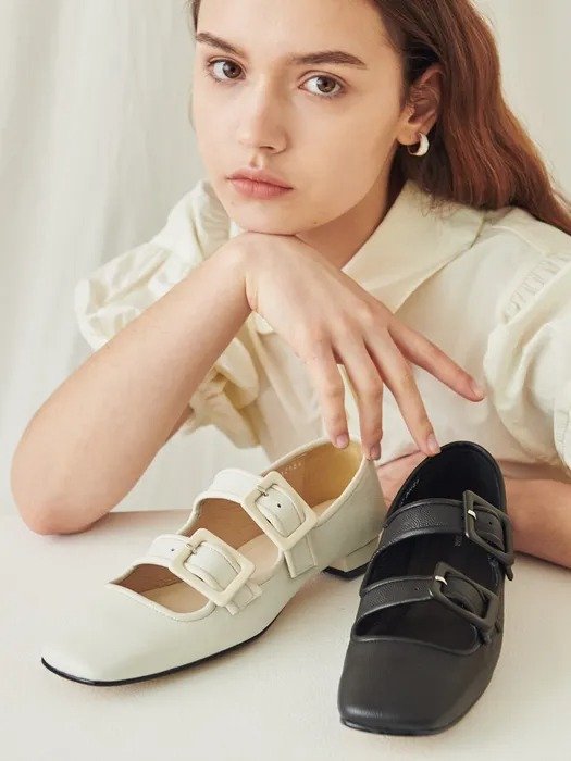 Two-strap Mary Jane Shoes_White