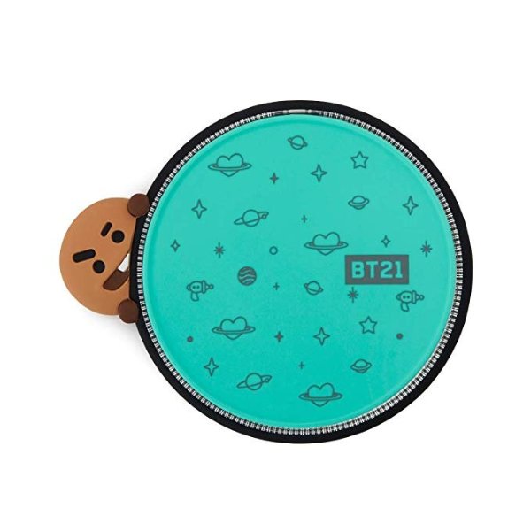 BT21 Official Merchandise by Line Friends - SHOOKY Character Wireless QI Phone Charger Pad 10W, Teal
