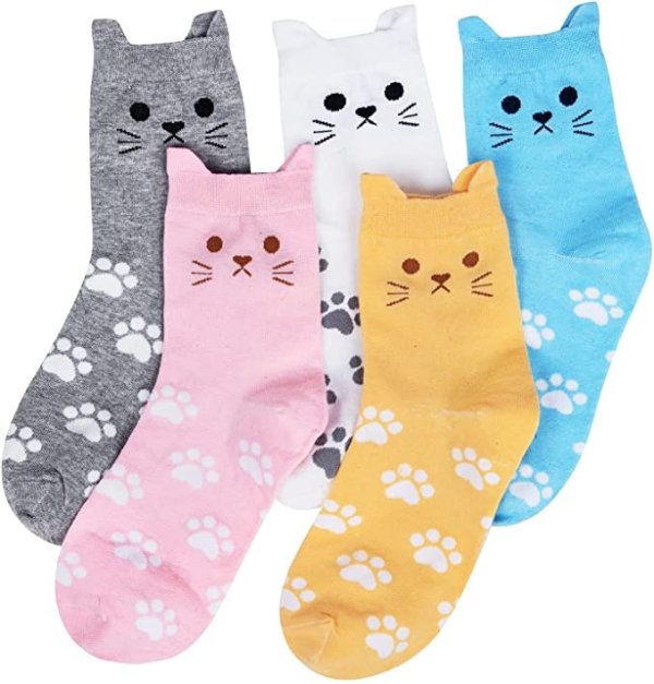 可爱小猫袜子 5双