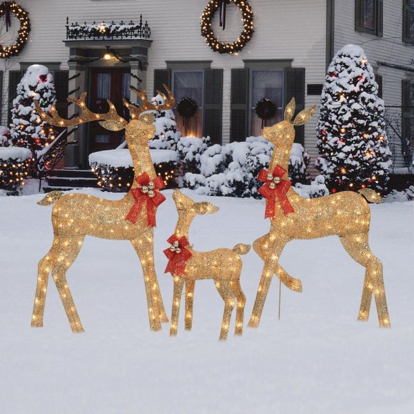 Light-up Glitter Deer Family