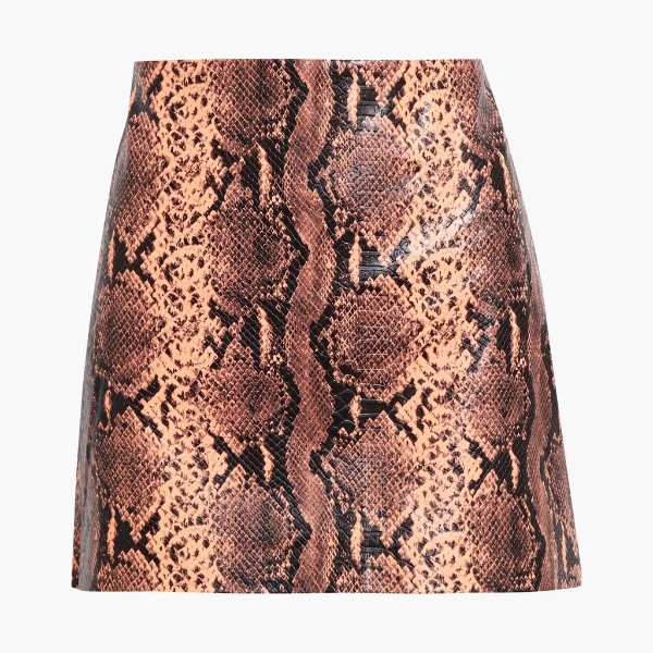 Elana faux snake-effect leather mini skirt