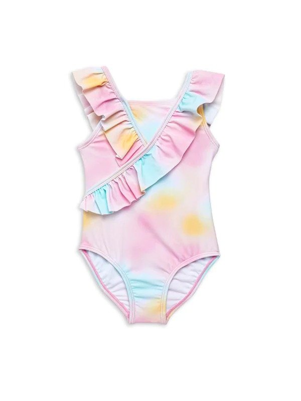 ​Baby Girl’s Ruffle Tie Dye One Piece Swimsuit