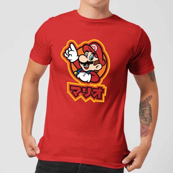 Super Mario Mario Kanji Men's T-Shirt - Red