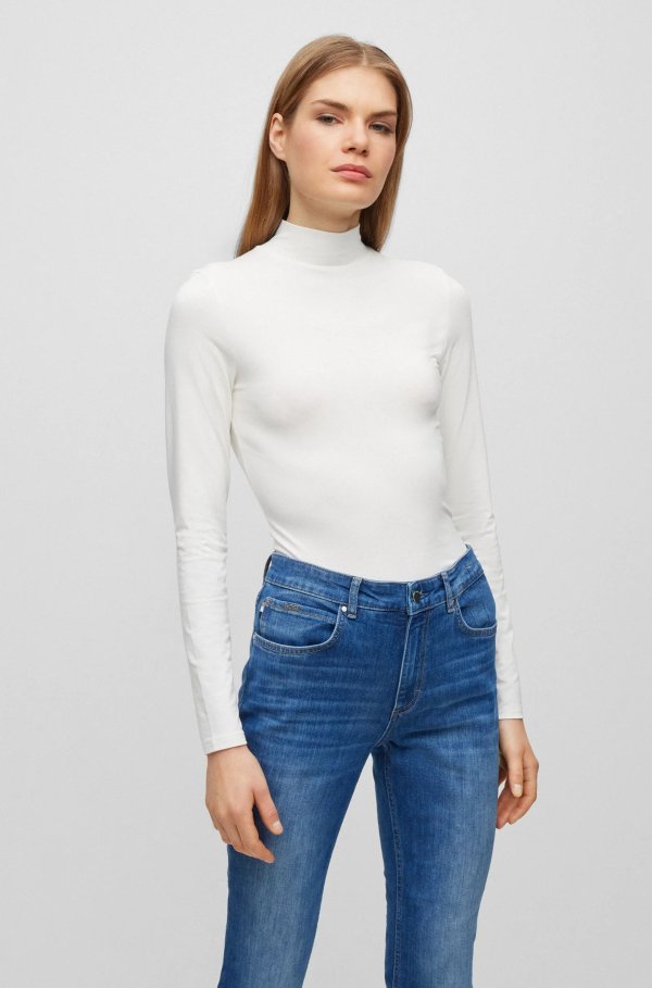 Extra-slim-fit long-sleeved top with mock neckline