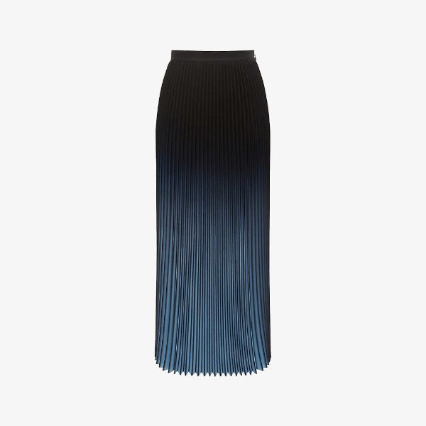 Marlie ombre-print pleated woven maxi skirt