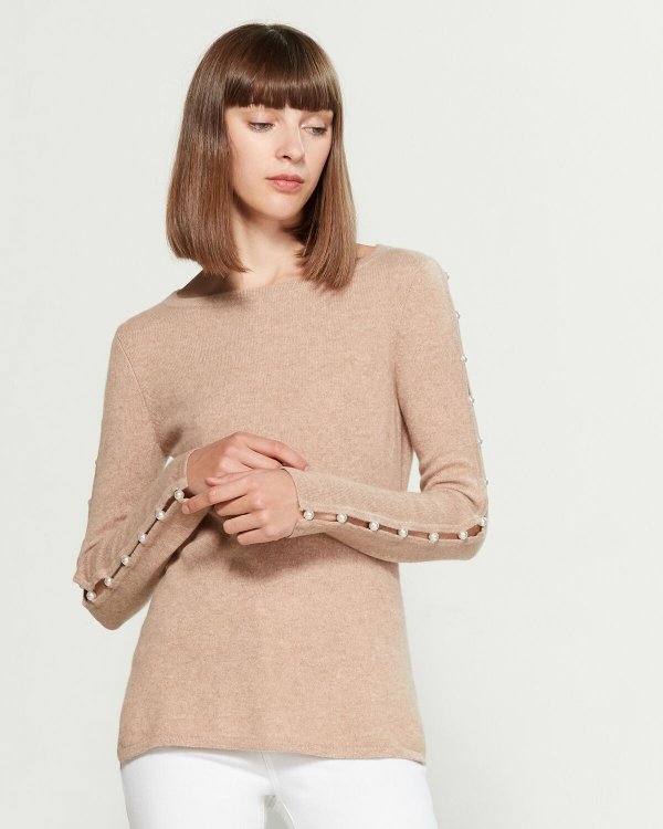 Cashmere Faux Pearl Sweater