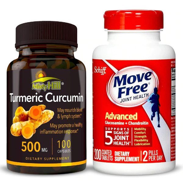 Move Free Advanced Glucosamine & Natural Turmeric Curcumin Extract Bundle