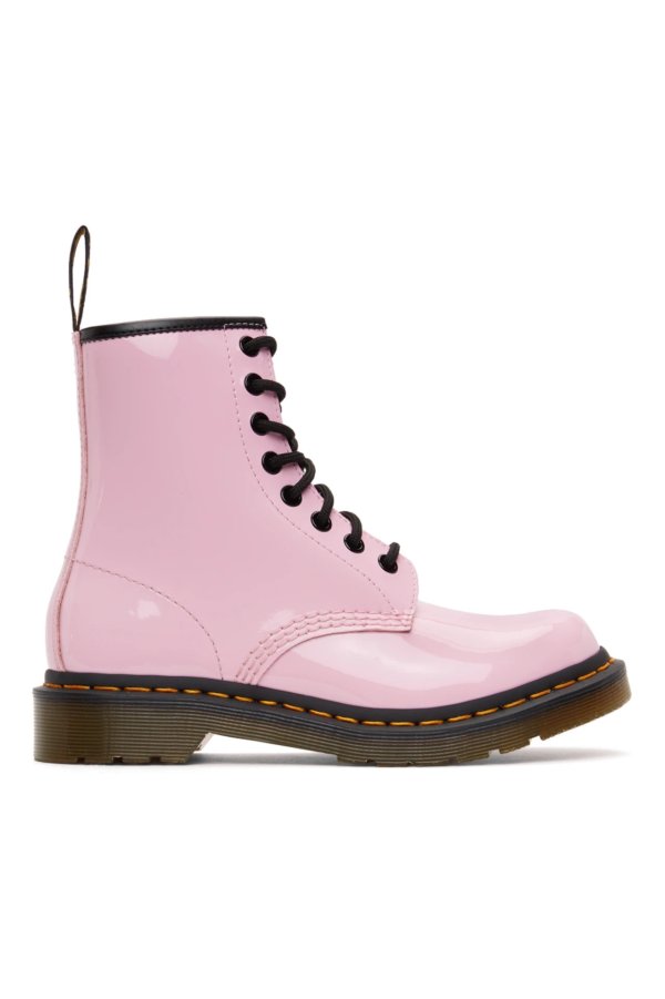 1460 粉色漆皮靴子