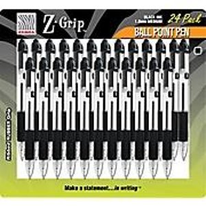 Zebra Z-Grip Retractable Ballpoint Pen, Medium Point, Black, 24/Pack
