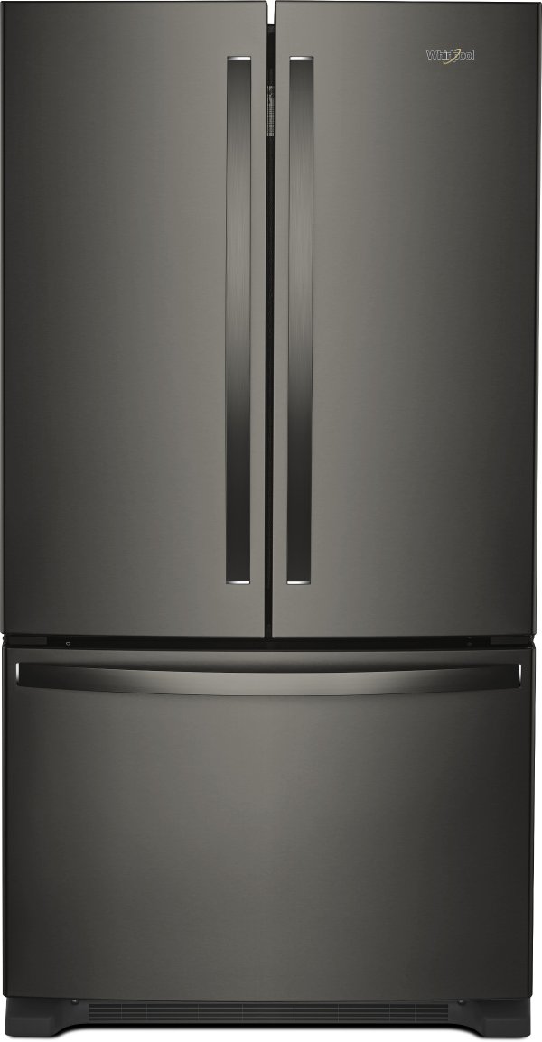 Whirlpool WRF535SWHV 36 Inch French Door Refrigerator with Interior Water Dispenser, EveryDrop™ Filter, Temperature-Controlled Drawer, FreshFlow™ Crisper, Adjustable Glass Shelves, Gallon Door Bins, ENERGY STAR® and 25.2 cu. ft. Capacity: Black Stainless Steel
