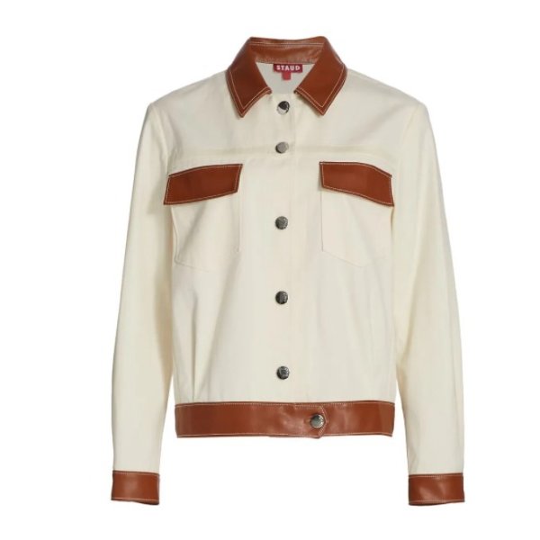 Pomona Faux Leather-Trim Canvas Jacket