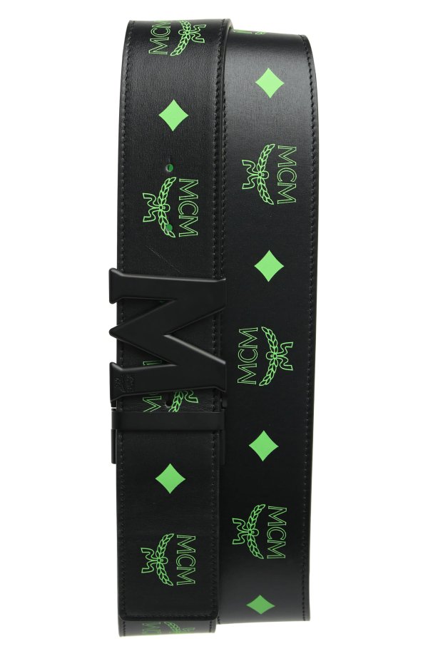 Branded Faux Leather Belt