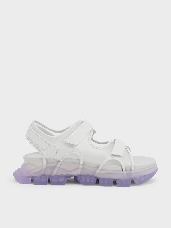 Purple Coloured Translucent-Sole Chunky Sport Sandals | CHARLES &amp; KEITH